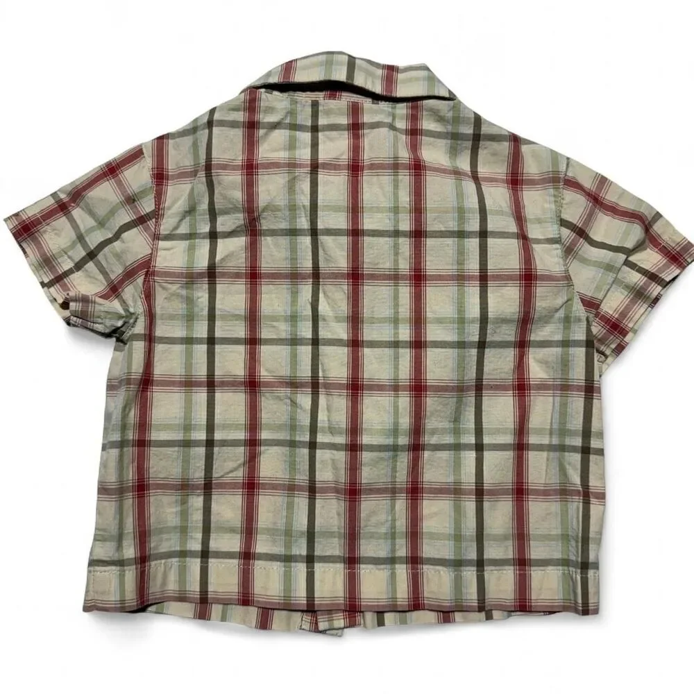 Gymboree Vintage Plaid Button Up‎ Short Sleeve Shirt 12-18 Months